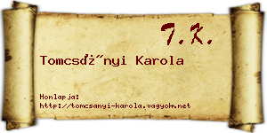 Tomcsányi Karola névjegykártya